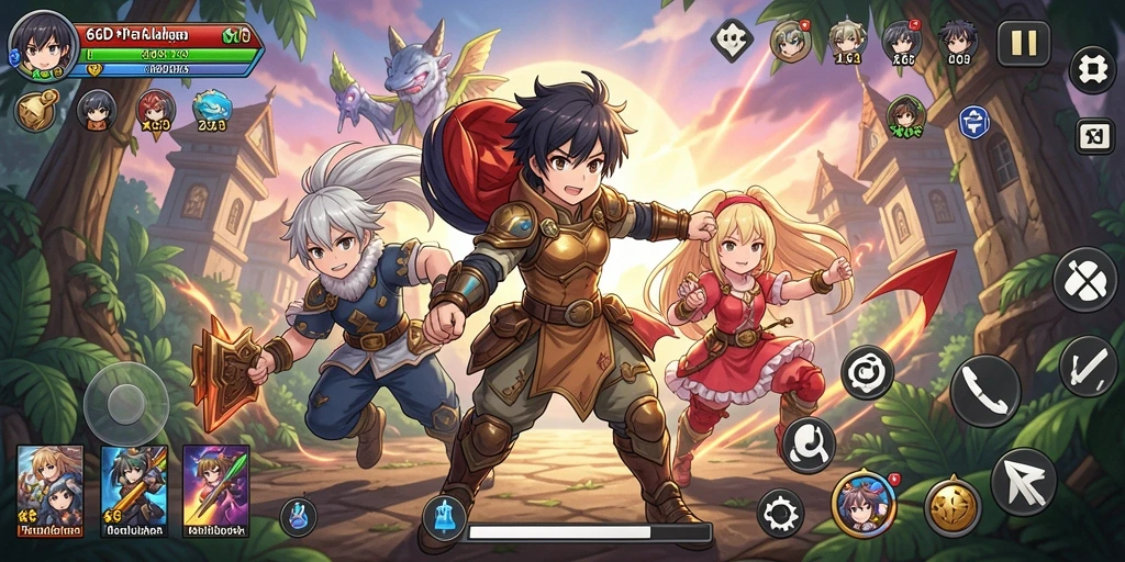 Tampilan gameplay 66D dengan karakter anime yang dinamis.