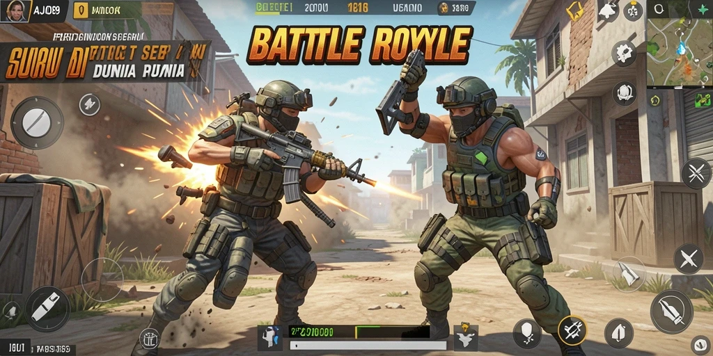 Tampilan gameplay AJO89 yang seru dan mendebarkan dalam pertarungan Battle Royale.