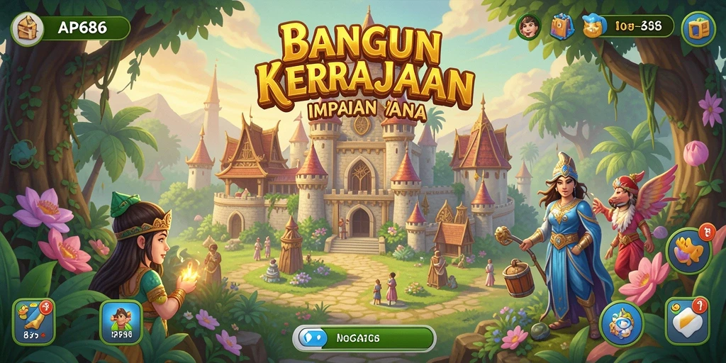 Screenshot AP686 menampilkan aksi strategi membangun kerajaan yang mendebarkan.