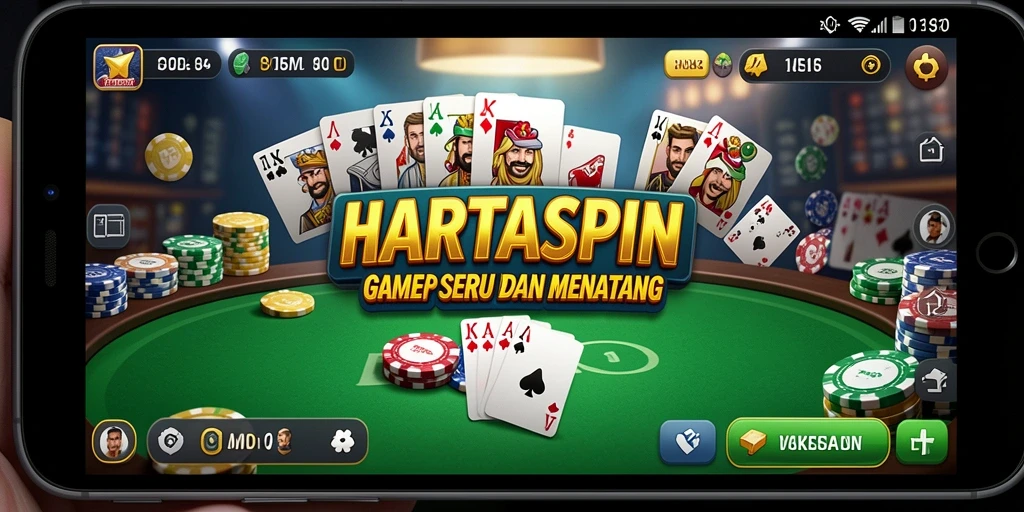 Tampilan gameplay seru HARTASPIN dengan aksi Poker yang mendebarkan.