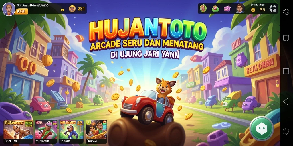 Screenshot HUJANTOTO menampilkan aksi seru dalam permainan Arcade.