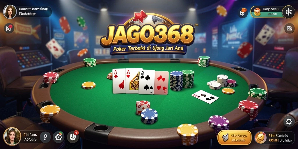 Tampilan screenshot utama JAGO368 menunjukkan gameplay Poker yang mendebarkan.