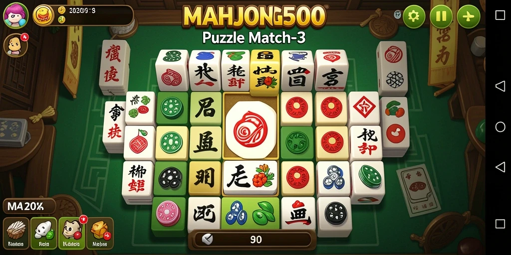 Tampilan gameplay seru dari MAHJONG500 yang mengasyikkan.