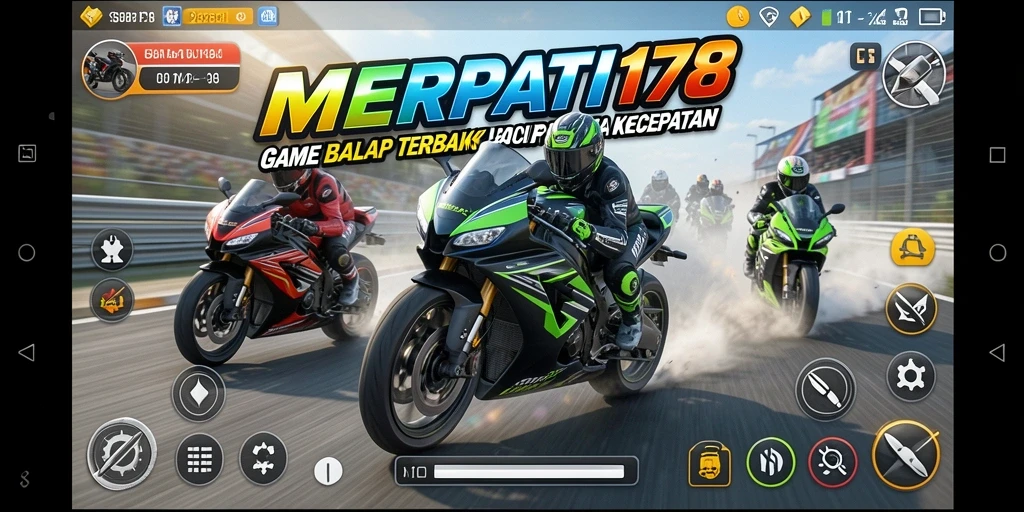Screenshot permainan balap motor yang mendebarkan dengan grafis menawan.