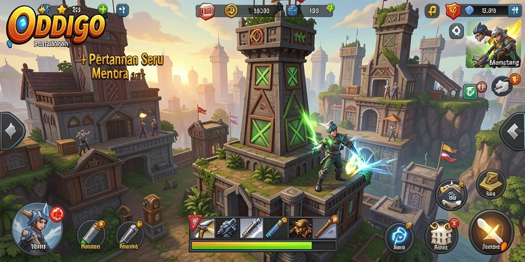 Tangkapan layar ODDIGO menunjukkan aksi seru gameplay Tower Defense.