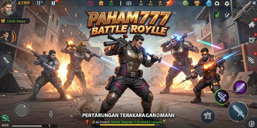 Tangkapan layar utama dari gameplay Battle Royale yang mendebarkan.