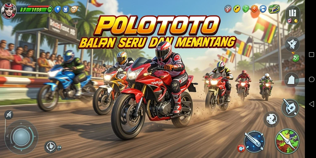 Tampilan gameplay seru dalam balapan motor yang cepat.