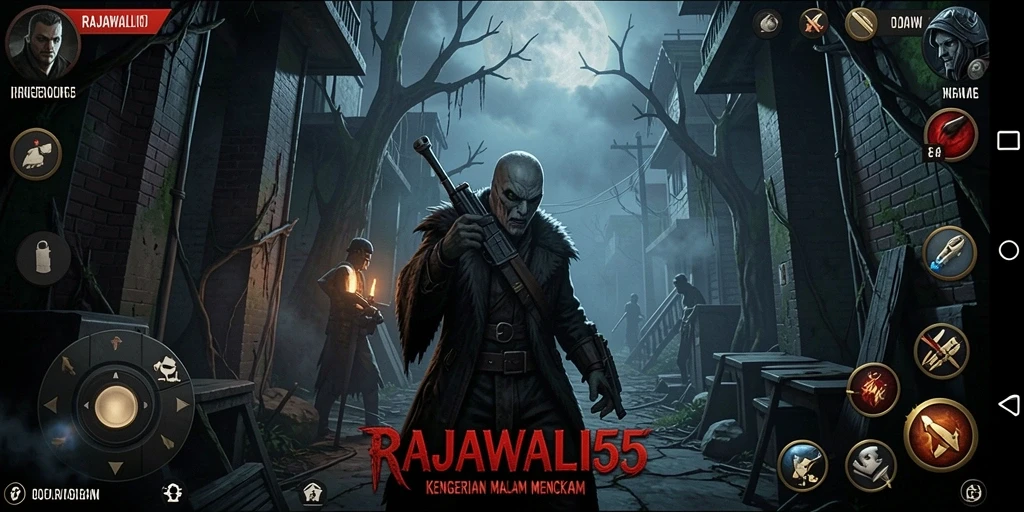 Tampilan ketegangan dalam gameplay RAJAWALI55 yang menyeramkan.