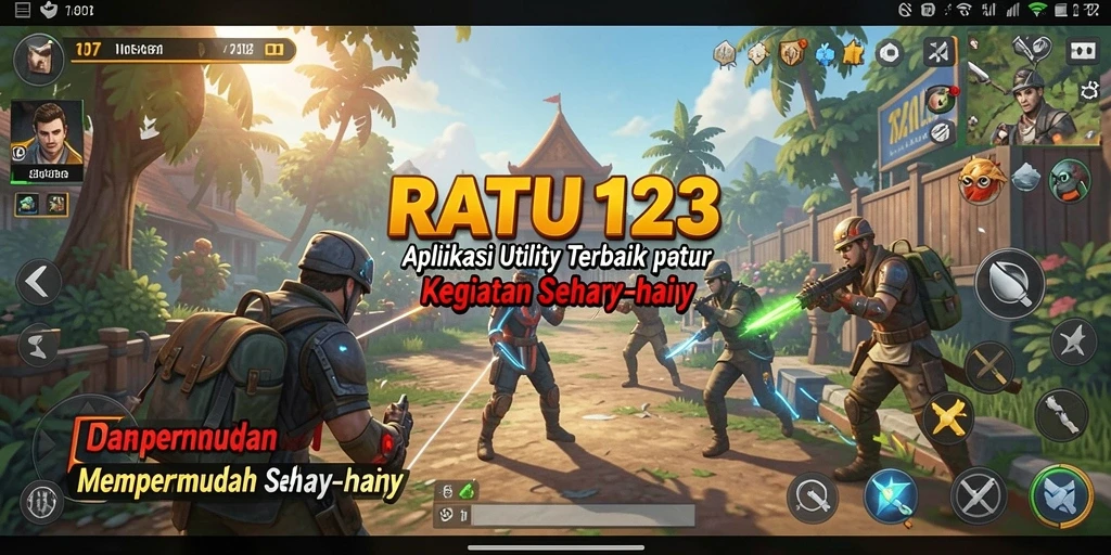 Tampilan antarmuka utama aplikasi RATU123 untuk manajemen utilitas.