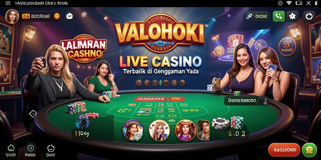 Tangkapan layar gameplay VALOHOKI dengan dealer langsung dan suasana kasino nyata.